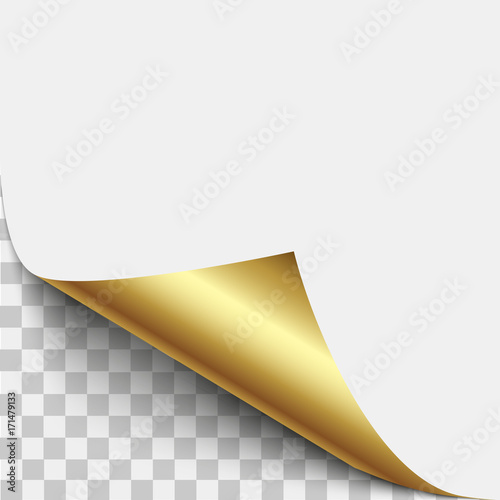 Silver page corner peel. Silver page curled fold with shadow. Blank sheet of folded sticky paper note. Vector illustration sticker peel for advertising and promotional message 