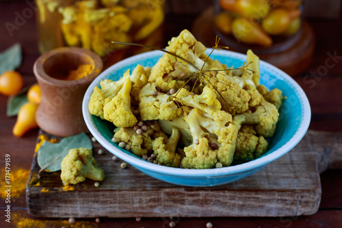 Cauliflower Pickles turmeric and chili photo