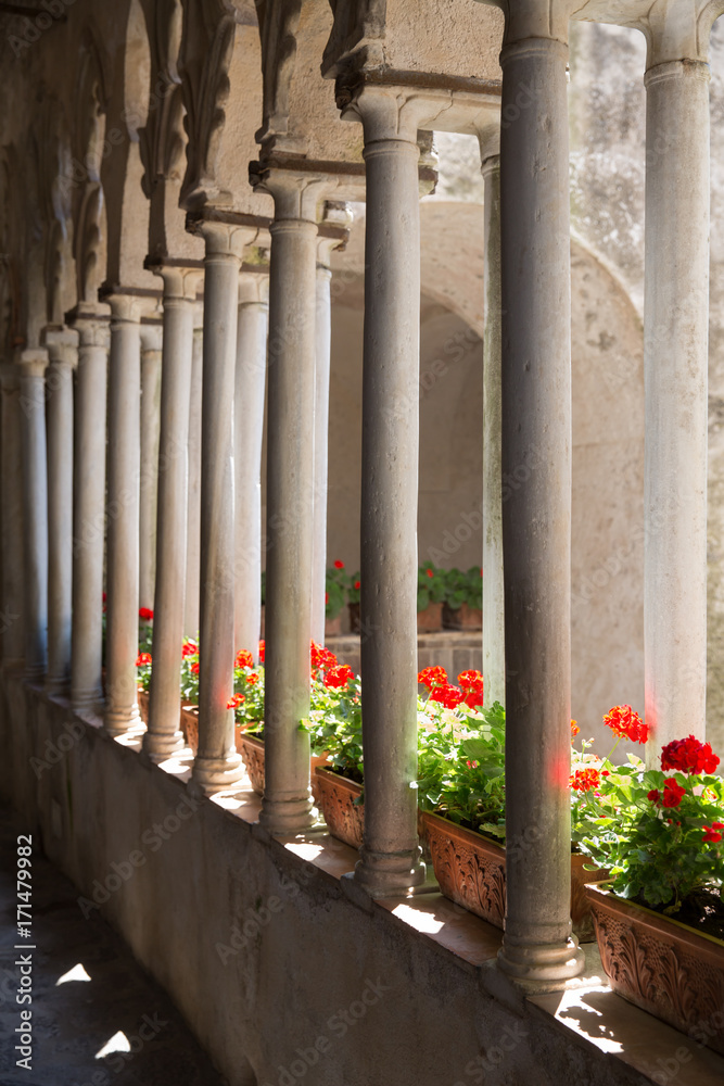 Stone pillars and window boxes Stone pillars and window boxes
