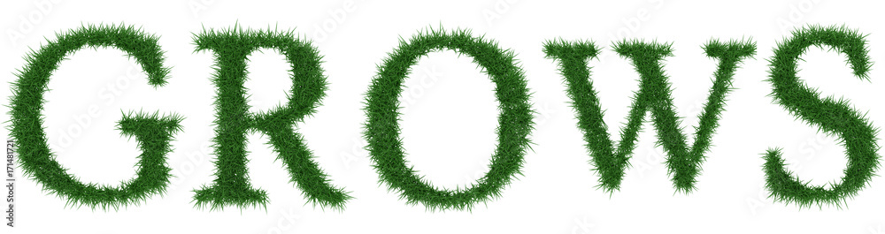 Grows - 3D rendering fresh Grass letters isolated on whhite background. Grows - 3D rendering fresh Grass letters isolated on whhite background.