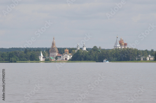 View of the Iversky Virgin monastery and the island Salwicki, Valday, Novgorod region, Russian Federation © Dmitry Shchukin