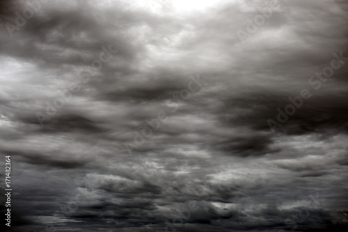 Dark ominous grey storm clouds.