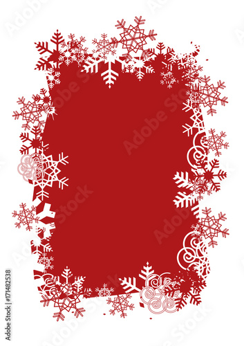 Christmas Background With Frame Of Snowflakes.
Decorative Frame of snowflakes on the red background. Vector available. 