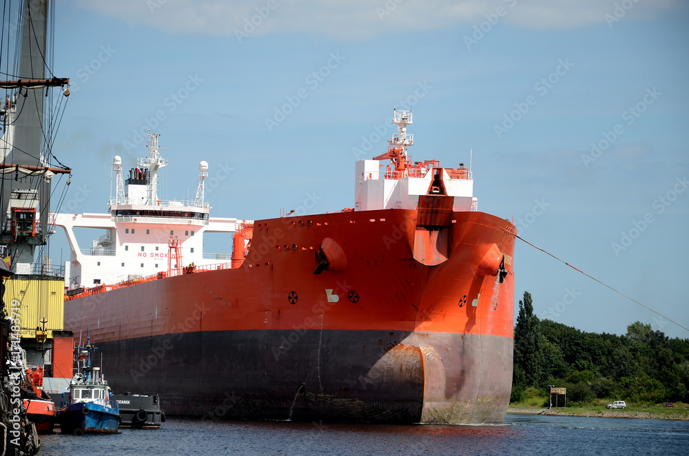 Tanker entering the port, Gdansk in Poland