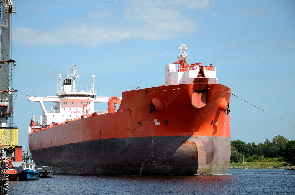 Tanker entering the port, Gdansk in Poland