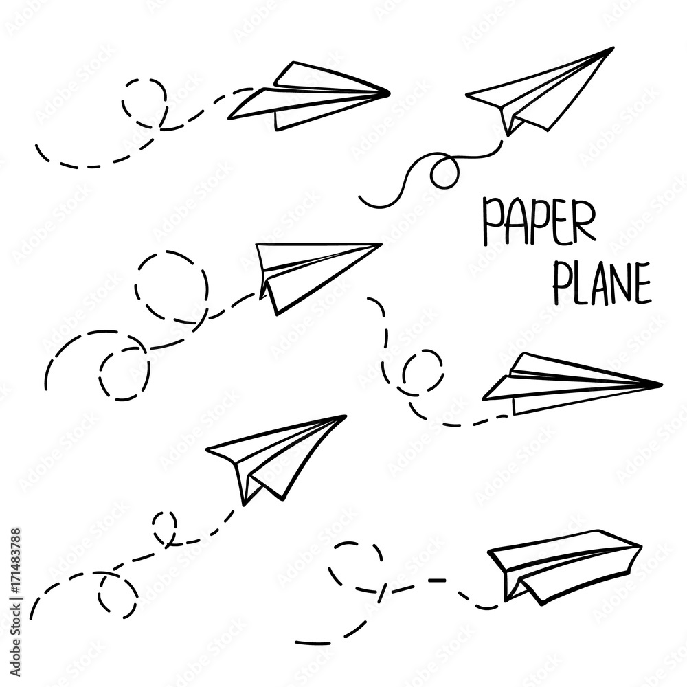 Hand and paper plane. ink black and white drawing - Stock Illustration  [78656544] - PIXTA