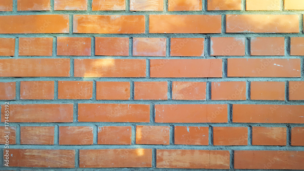 Beautiful flat wall of red brick, texture or background Beautiful flat wall of red brick, texture or background