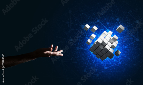 Obraz na plátně Idea of new technologies and integration presented by cube figure