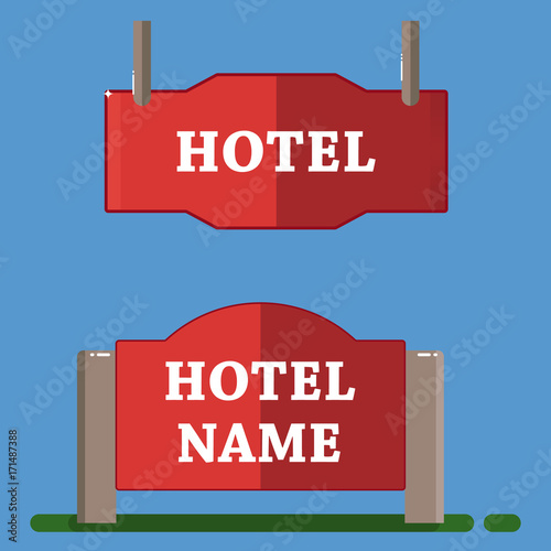 Red hotel label flat style