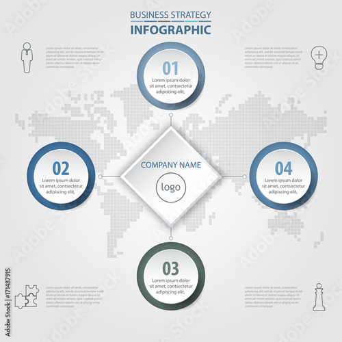 4 steps modern and clean Business Infographics design template illustration.