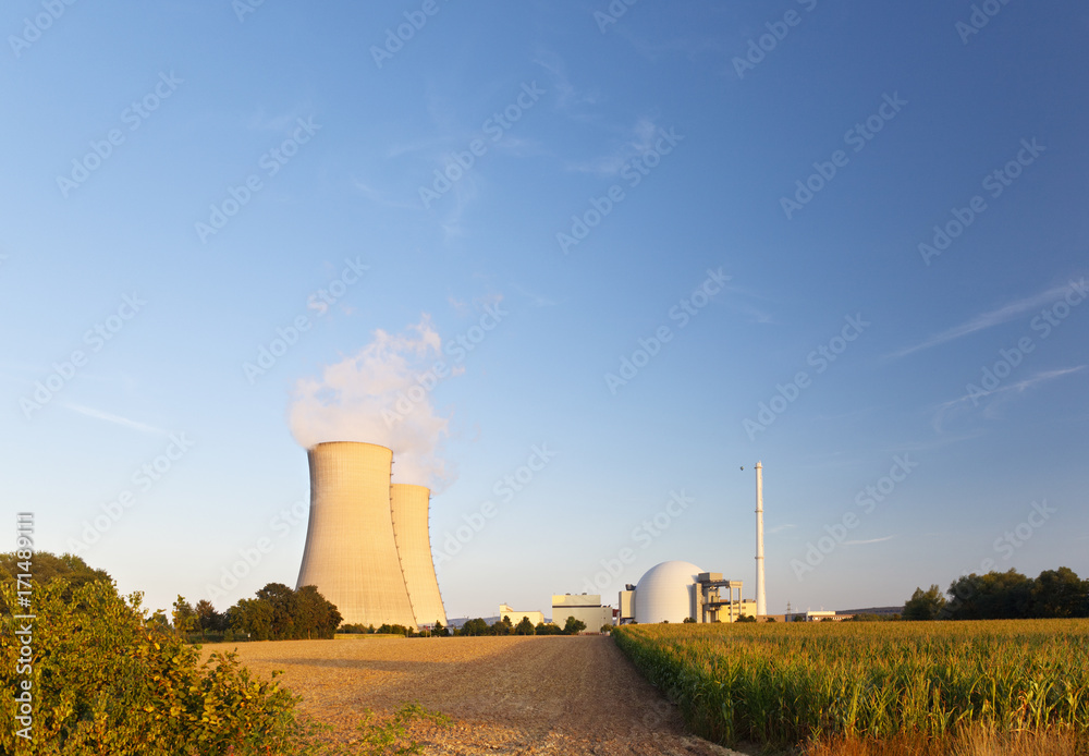 Nuclear Power Station In Green Landscape Nuclear Power Station In Green Landscape