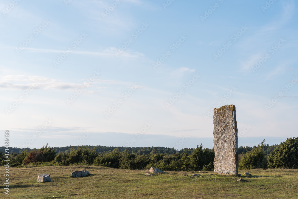 Standing stone in a swedish world heritage