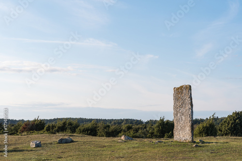 Standing stone in a swedish world heritage