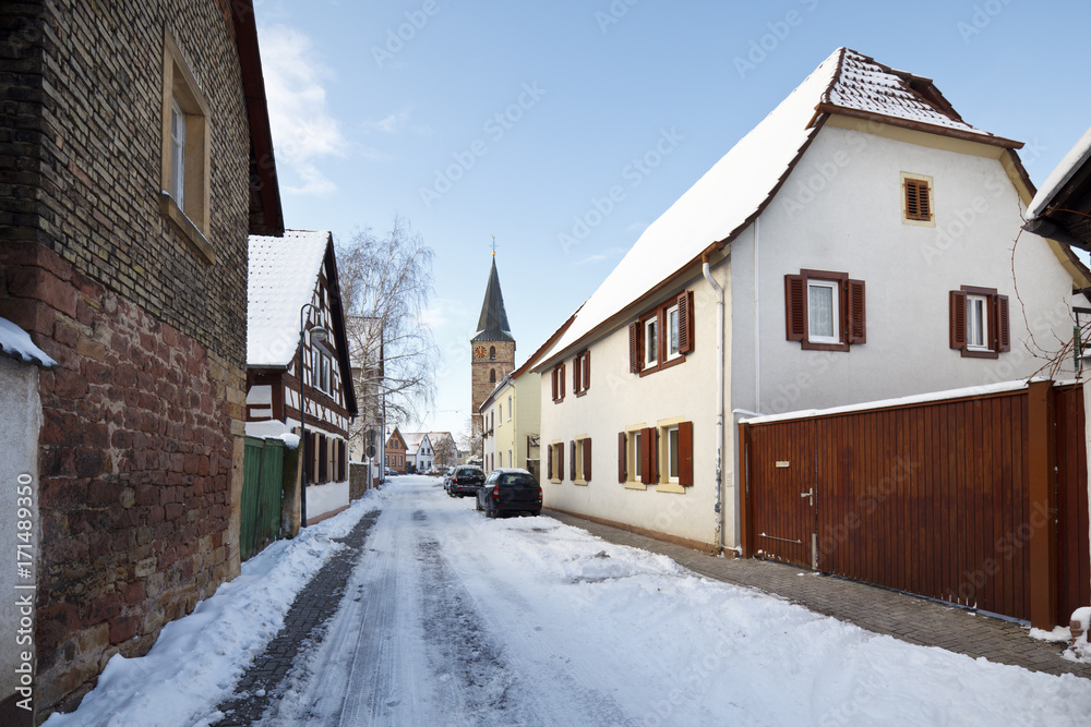 Old Village Street In Winter, Germany