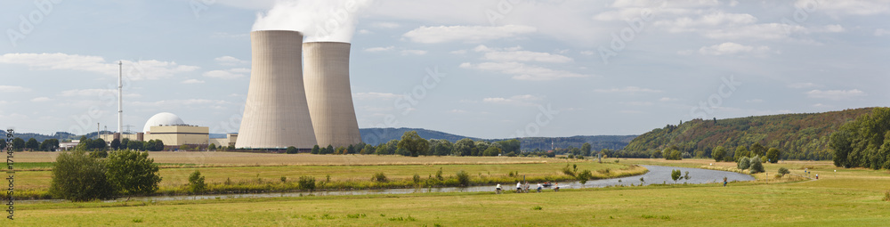 Nuclear Power Station In River Landscape