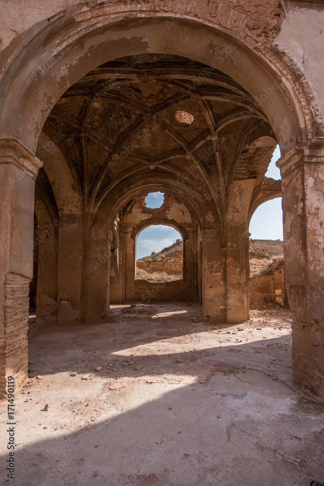 Naklejka premium Belchite is a municipality of the province of Zaragoza, Spain. It is known for having been a scene of one of the symbolic battles of the Spanish Civil war, Belchite's battle.
