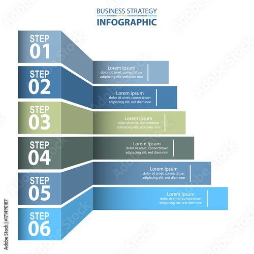 6 steps modern and clean Business Infographics design template