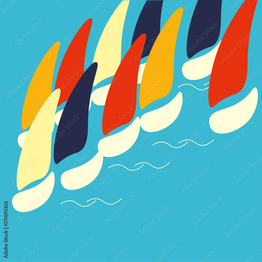 Vector Poster Template Or Illustration For Boat Race Or Sailing Crew vector-poster-template-or-illustration-for-boat-race-or-sailing-crew
