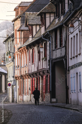 Street scene of houses of the old city centre in Honfleur, Normandy, France © nonglak