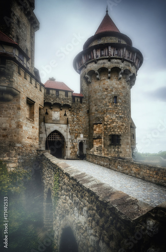 Photography Burg Kreuzenstein Castle in Leobendorf near Vienna,Austria, with mist