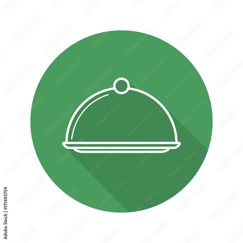 Covered dish flat linear long shadow icon Covered dish flat linear long shadow icon