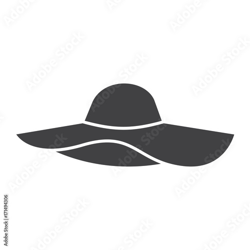Women's beach hat glyph icon