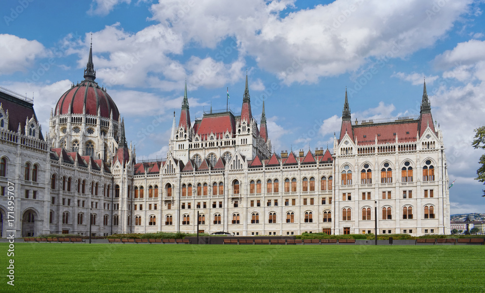 Courtyard of the Parliament building in Budapest, Hungary.