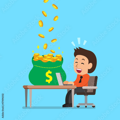 Cartoon businessman earning money
