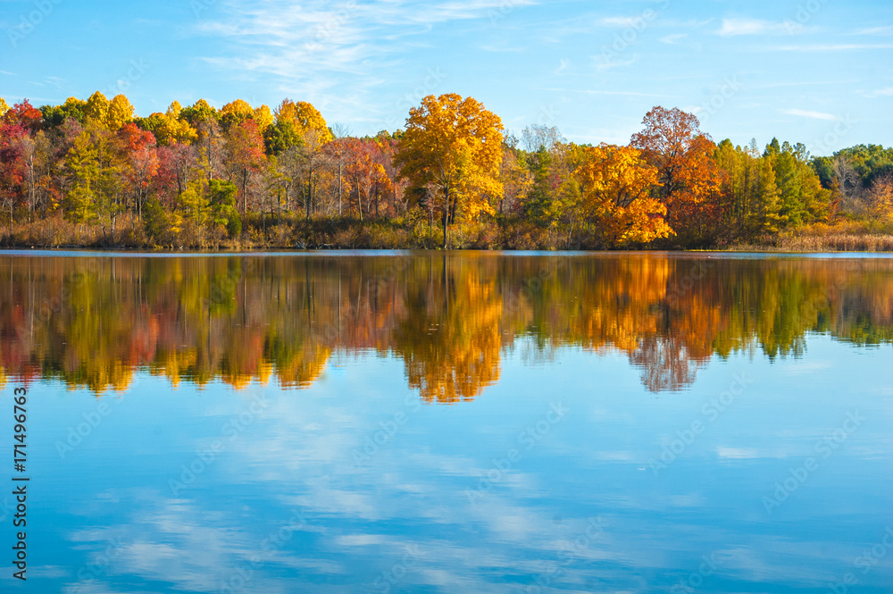 Fall lake reflection