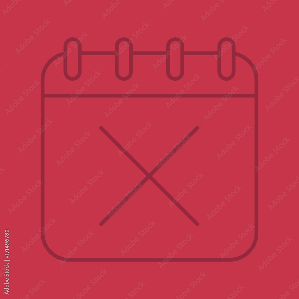 Calendar page with cross color linear icon Calendar page with cross color linear icon