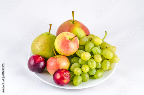 A plate with fruits