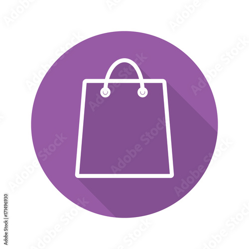 Shopping bag flat linear long shadow icon