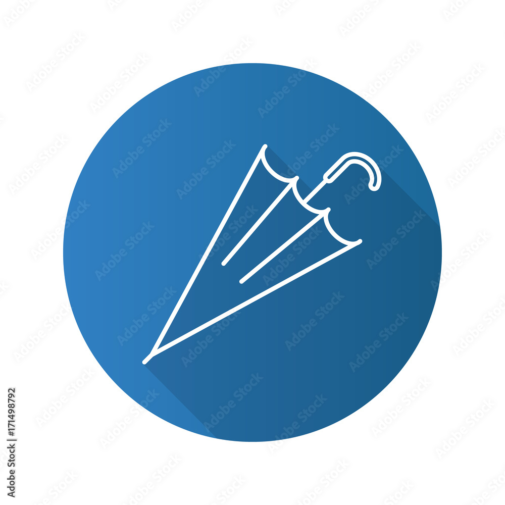 Closed umbrella flat linear long shadow icon Closed umbrella flat linear long shadow icon
