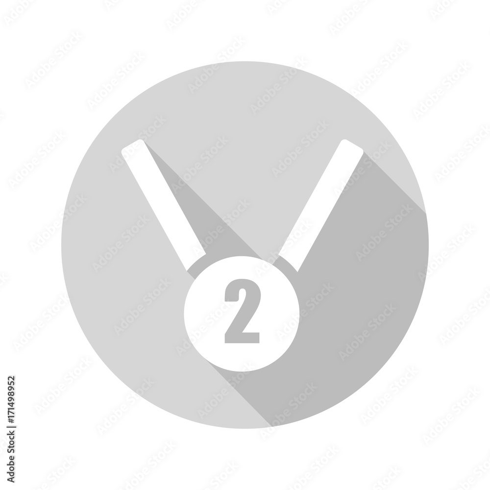 Silver medal flat design long shadow glyph icon Silver medal flat design long shadow glyph icon
