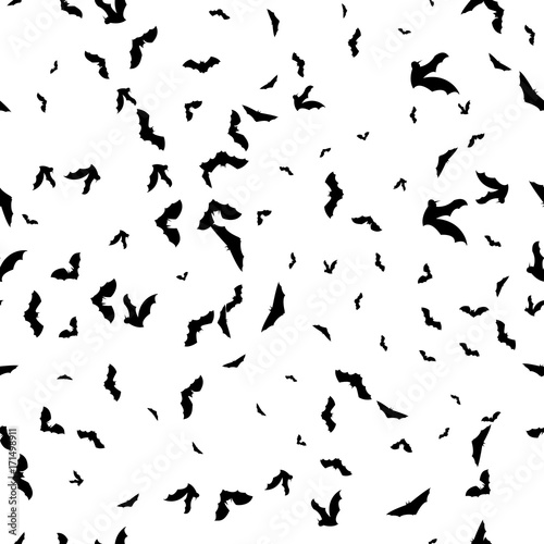 Seammles pattern swarm of bats on the white background.