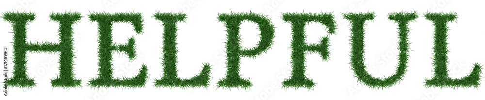Helpful - 3D rendering fresh Grass letters isolated on whhite background. Helpful - 3D rendering fresh Grass letters isolated on whhite background.