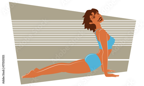 Yoga Pose, Vector Art, Ūrdhva mukha śvānāsan, Upward Facing Dog Pose