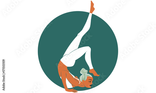 Yoga Pose, Vector Art, Ganda Bherundasana, Formidable Face Pose