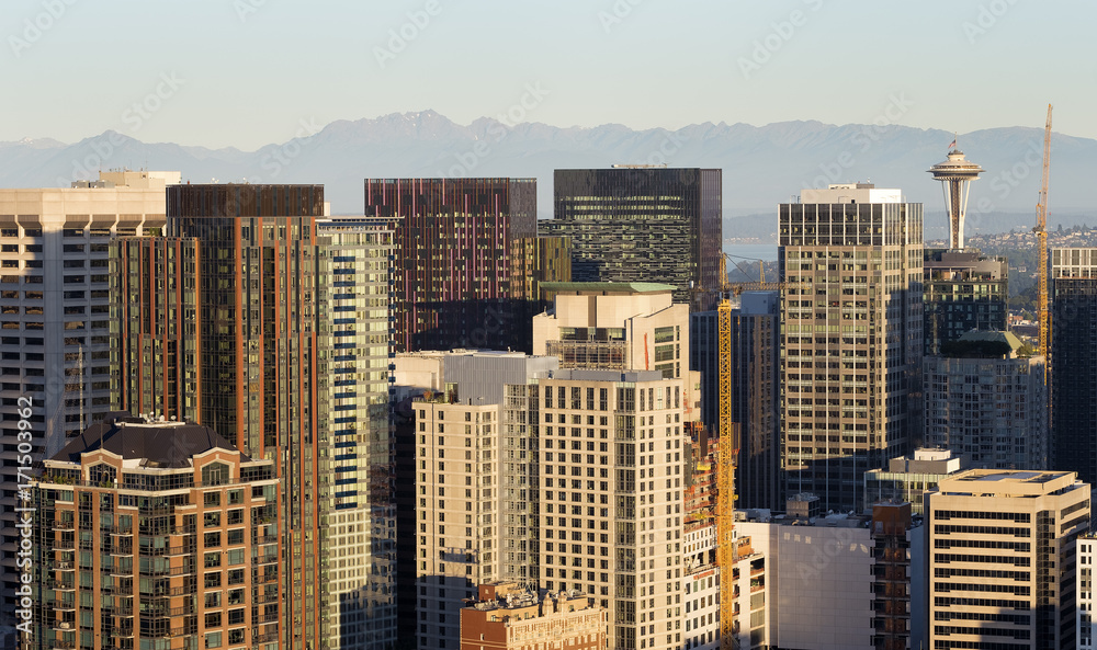Modern highrise buildings in downtown of Seattle, Washington state
