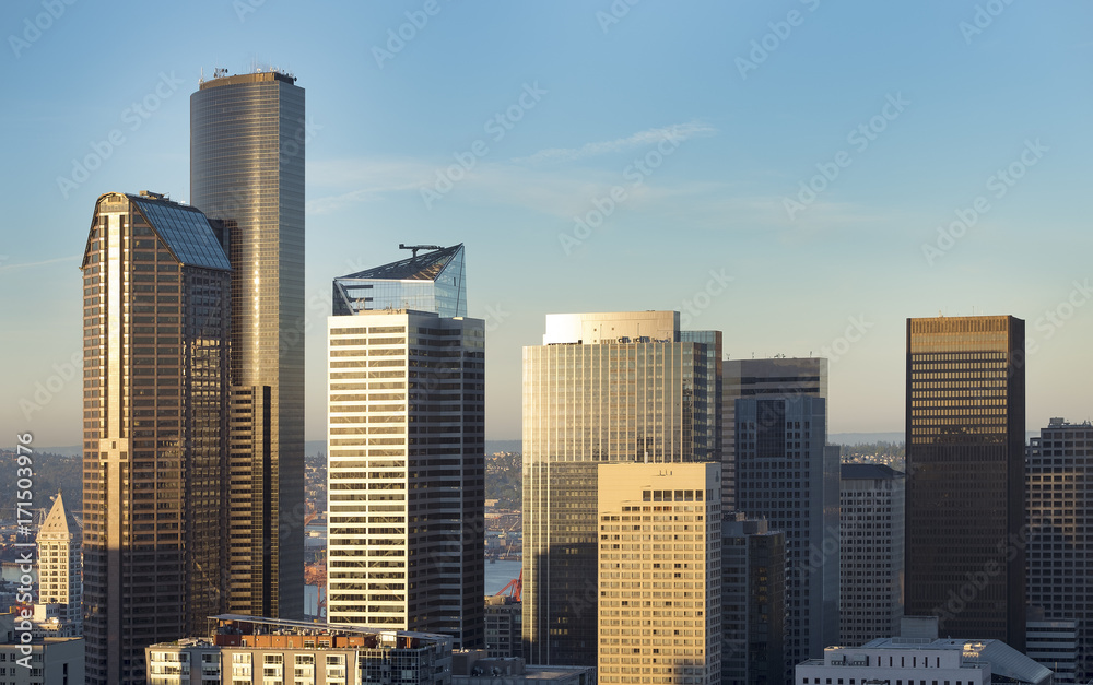 Obraz premium Modern highrise buildings in downtown of Seattle, Washington state