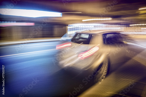 Car at full speed, blur selective, conceptual image