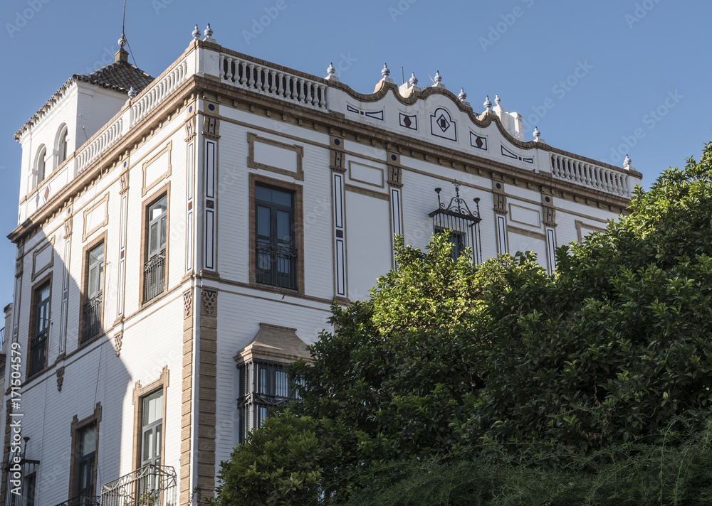 Sight of the building of the Consulate general of France in Seville, placed in the square Santa Cruz, Andalusia, Spain