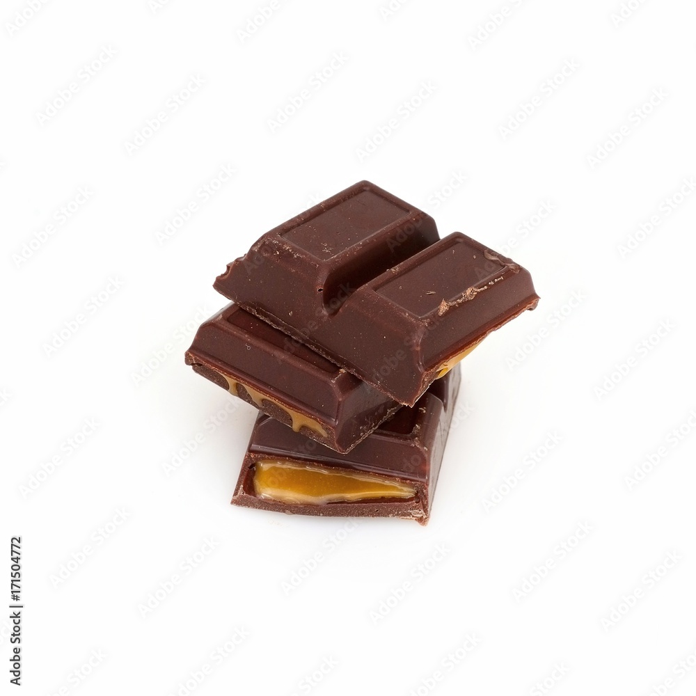 Chocolate bar with filling isolated on white background Chocolate bar with filling isolated on white background