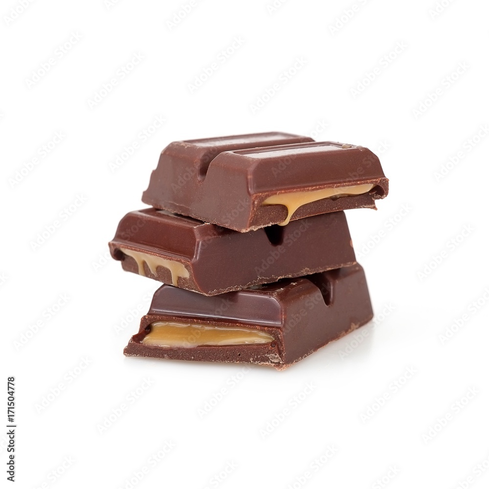 Chocolate bar with filling isolated on white background Chocolate bar with filling isolated on white background