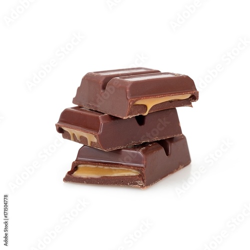 Chocolate bar with filling isolated on white background