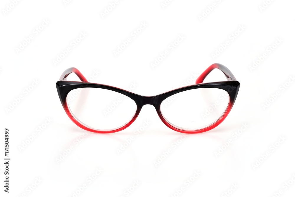 Fototapeta premium Fashionable plastic glasses on a white background