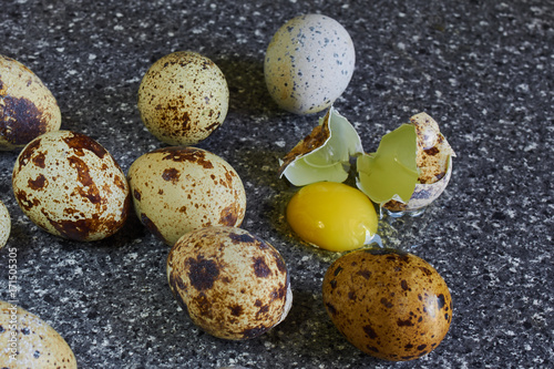 quail eggs in a group