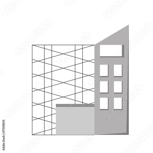 colorful scaffold and building  over white   background vector illustration