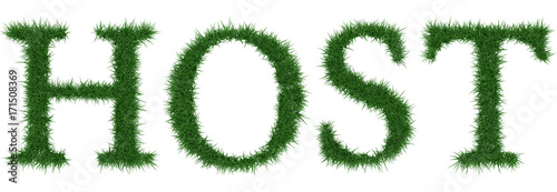 Host - 3D rendering fresh Grass letters isolated on whhite background.