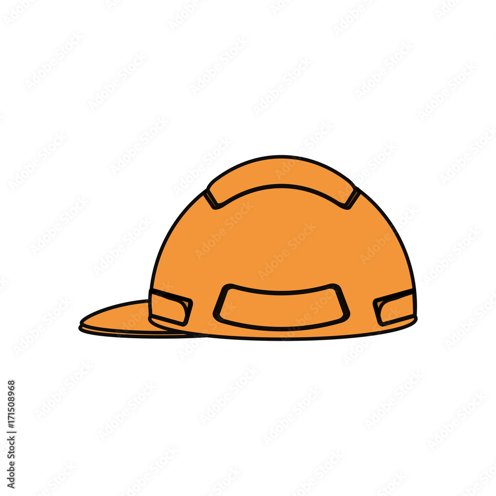 Fototapeta premium flat line colored helmet over white background vector illustration